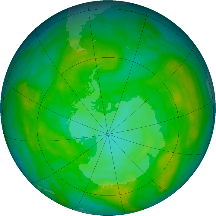 Antarctic ozone map for 12 January 1981